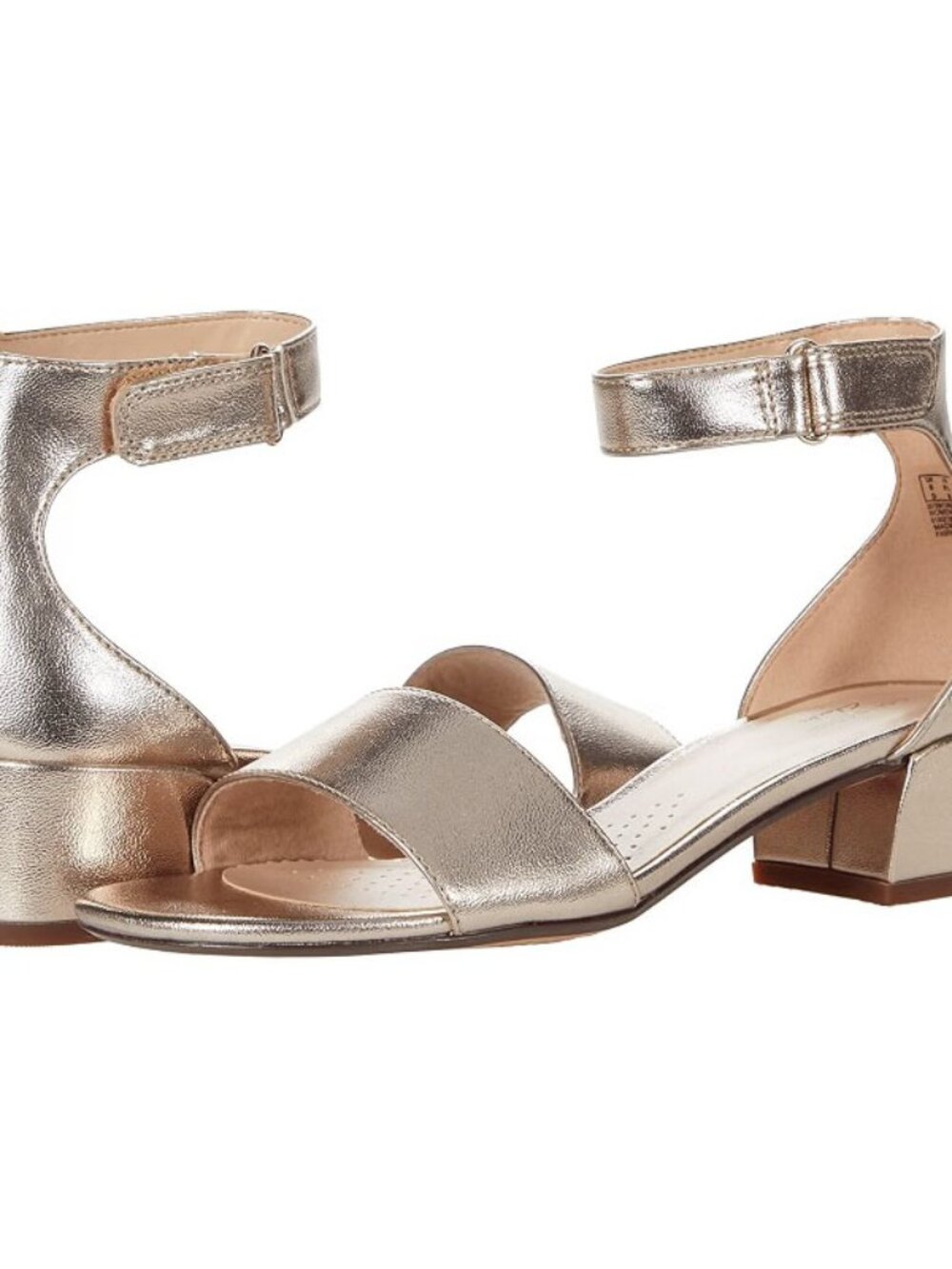Womens Clarks Low Heel Sandals Dressy Formal Metallic Rose Gold Weddings